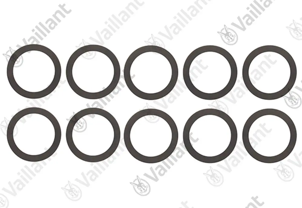 Schwarze O-Ringe in zwei Reihen, die regelmäßig angeordnet sind. Produkt der Marke Vaillant, geeignet für verschiedene Anwendungen in Heizungsanlagen.